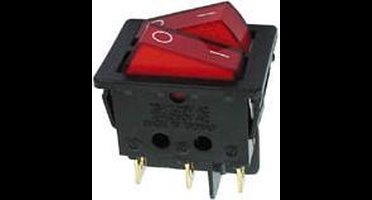 Vermogen Rockerschakelaar 10A-250V Dpst On-Off - Met Rood Neonlampje