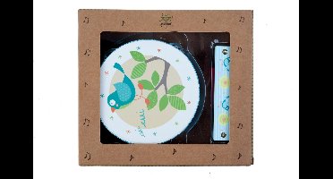MUSIC SET WITH TAMBOURINE AND HARMONICA - BLUE BIRD PRINT