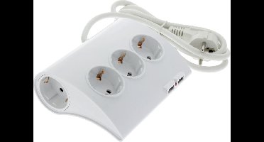 Q-Link Stekkerdoos 5V Ra Thermoswitch/2Xusb 1.5m 3X1.5 - Wit