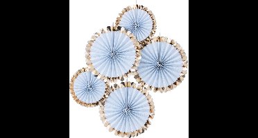 Ginger Ray - Ginger Ray - Waaiers pastel blauw & goud (5 stuks)