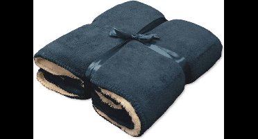 Unique Living Coby - Fleece polyester - Plaid - 130x160 cm - Dark Blue