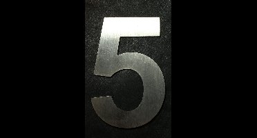 Inox huisnummer 7cm - cijfer 5