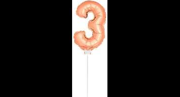Folat - Folieballon cijfer mini Rose Gold number 3