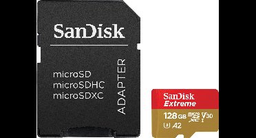 SanDisk Extreme MicroSDXC 128GB - U3 V30 A2 - 160MB/s - GN6MA - met adapter