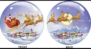 ballon bubble - kerstman in arreslee - 56 cm - leeg