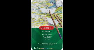Derwent Academy Kleurpotloden van Hoge Kwaliteit - Set van 12  Aquarelpotloden in Blik - Multikleuren