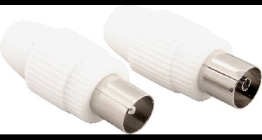 Q-Link Coax Stekker Recht Male/Female - Wit