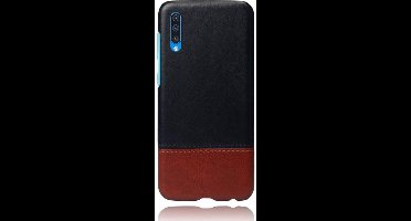 Shop4 - Geschikt voor Samsung Galaxy A50 Hoesje - Harde Back Case Retro Zwart en Bruin