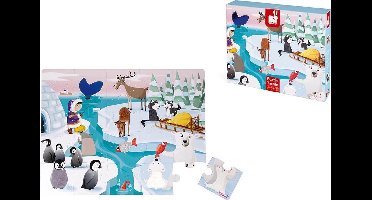Janod Voelpuzzel - Het Leven Op De Ijsschots - Reuze 20-Delige Puzzel Van Stevig Karton, Met 7 Stukjes Met Texturen - Inclusief Poster - Geschikt Vanaf 2 Jaar