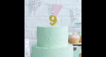 Kaars nummer 9 - Goud Glitter