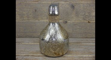 SENSE Decoratieve fles vaas met opdruk - Vintage stijl vaas - Vaas zilver antiek