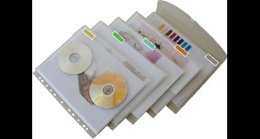 EXXO-HFP # 35661 - A4 INDEX Ringband Documententas - 20mm cap. - 2x CD fronttas - Kleurloos - 2 Pak @ 5 stuks