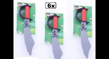 6x Piratenzwaard soft krom 43 cm