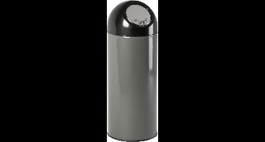 V-part - Afvalbak met pushdeksel 55 ltr - Steel Plastic - metallic, zwart