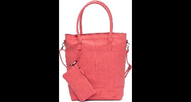 Zebra Trends Natural Bag Kartel met Rits en Schouderband Rood
