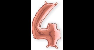 Folieballon - Cijfer 4 - Rozegoud - Grabo balloon - 35cm