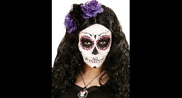 Halloween haarbandje met zwart paarse rozen