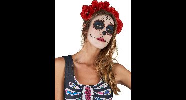 Vegaoo - Rode Dia de los Muertos bloemen haarband