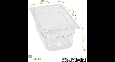 HENDI Gastronorm container – polycarbonaat – 5,7L – temperatuurbestendig – transparant