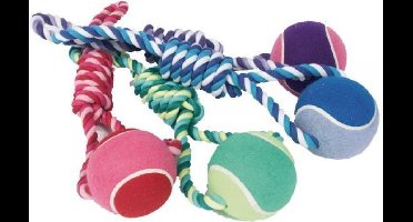 Bal aan flostouw assorti 10 cm