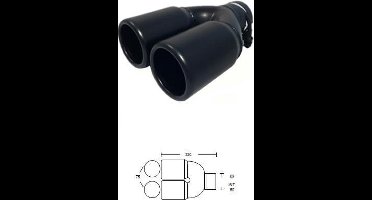 Zwart Uitlaatsierstuk Dubbel - passend 45-60 mm