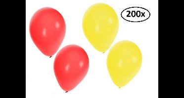 Ballonnen helium 200x rood en geel - ballon helium lucht festival carnaval feest verjaardag