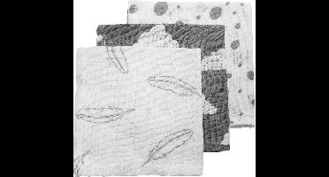 Meyco Baby Clouds/Dots/Feathers monddoekjes - 3-pack - hydrofiel - grey - 30x30cm