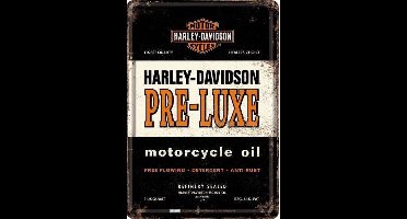 Harley-Davidson Pre Luxe oil. Metalen Postcard 10 x 14 cm.
