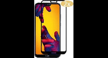 2 Stuks Screenprotector geschikt voor Huawei P20 Lite | Full Cover Volledig Beeld | Tempered Glass - van iCall