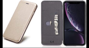Kunstlederen Hoesje geschikt voor Apple iPhone Xr Goud - Wallet Book Case Cover van iCall