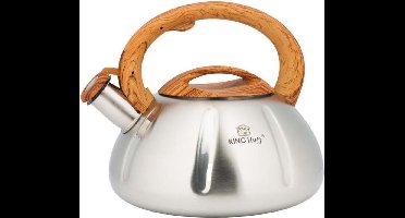 Kinghoff 3291 - Fluitketel - houten handvat- RVS - 3 liter