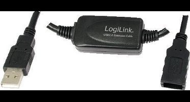 LogiLink USB-kabel USB 2.0 USB-A stekker, USB-A bus 25.00 m Zwart UA0147