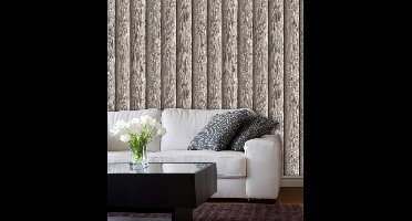 Dutch Wallcoverings Schuimvinylbehang hout - grijs