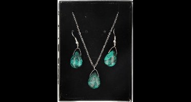 Ruben Robijn Turkoois druppel sieraden set - hanger / oorbellen