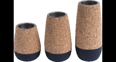 Present Time Theelicht set Cone - Kurk, Blauw - 7x9cm & 7x12cm & 7x15cm