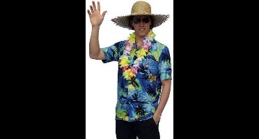 Hawaii shirt blauw met palmbomen 50 (s)