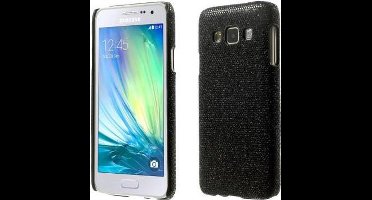 MW Hard Case met PU Lederen Coating Glitters Zwart voor Samsung Galaxy A3