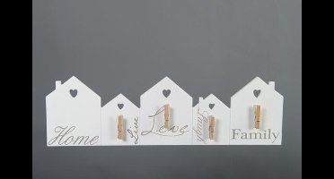 Wandbord Notitie Huis Hout met Clips Wit