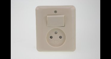 Uni Inbouw Combinatie - Stopcontact en Schakelaar - Wissel - Crème