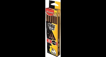 Helix Maped 12 'Black Peps' Potloden, Hardheid B