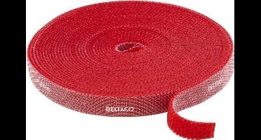 DELTACO CM05R Kabelbinder / Klittenband - 10mm x 5m - Rood