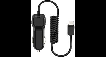 Shop4 - USB C Autolader Snellader 2.1A - Zwart