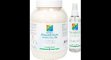 Magnesiumolie spray 200 ml en Magnesium vlokken-badkristallen 2,5 kg van Himalaya magnesium | Food kwaliteit | Magnesiumchloride Voetbadzout | Natuurzuiver, Snel Opneembaar, Ondersteunt Spieren & Zenuwstelsel