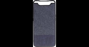 Shop4 - Geschikt voor Samsung Galaxy A80 Hoesje - Zachte Back Case Denim en Leer Donker Blauw