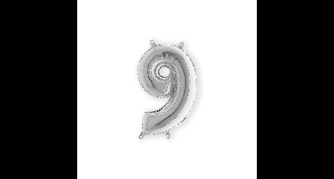 Folieballon - Cijfer 9 - Zilver - Grabo balloon - 35cm