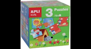 Apli Kids puzzels assortiment, doos met 3 puzzels