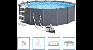 Intex Paneelzwembad 16805 L 478 cm PVC grafiet 28382GN