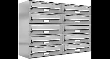 Brievenbus - 10 adressen - muurmontage - inbouw