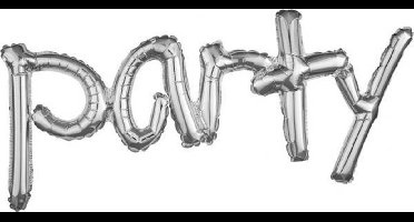 "Party" Zilver FolieBallon, 93 x 40 cm