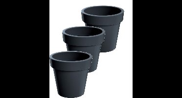 Bloempot Buiten Rond Lofly 13cm ANTRACIET Prosperplast / 3 STUKS ! /